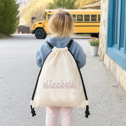 Personalized Canvas Drawstring Bags - Embroidered Name - Threadart.com