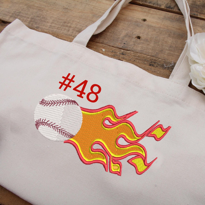 Flaming Baseball Machine Embroidery Design Instant Download - 4 Sizes - 8 Formats - ThreadArt - Threadart.com