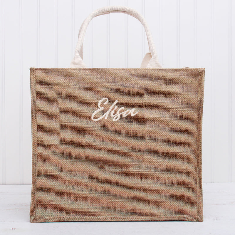 Personalized Jute Bag - Embroidered Name or Words - Threadart.com