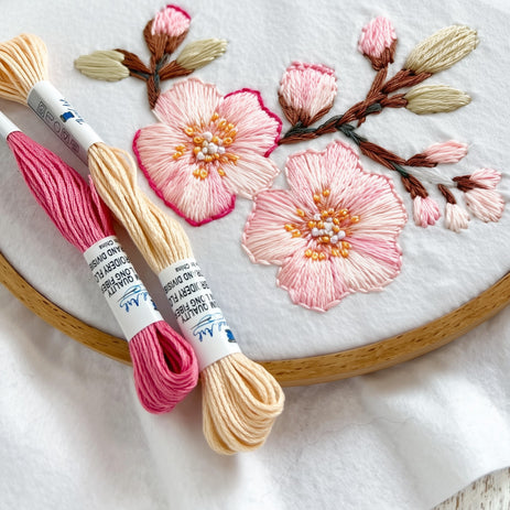Hand embroidery floss and fabric