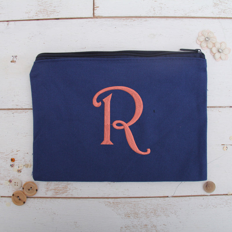 Personalized Makeup Bag - Embroidered Single Initial - Threadart.com