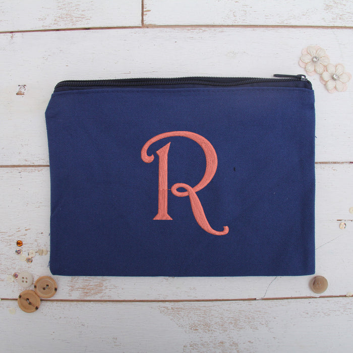 Personalized Makeup Bag With a Single Initial Monograms - Customize With Embroidery - Threadart.com