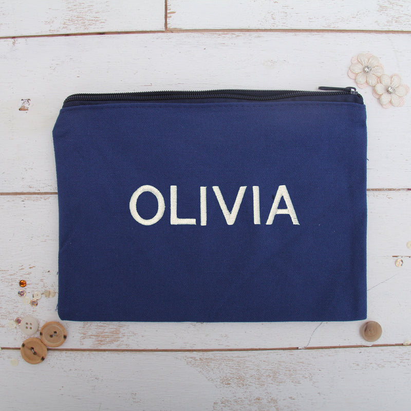 Personalized Canvas Zipper Pouch - Embroidered Name - Threadart.com