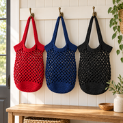 Everyday Market Tote Crochet Kit - Black - 100% Cotton Yarn Included - Threadart.com
