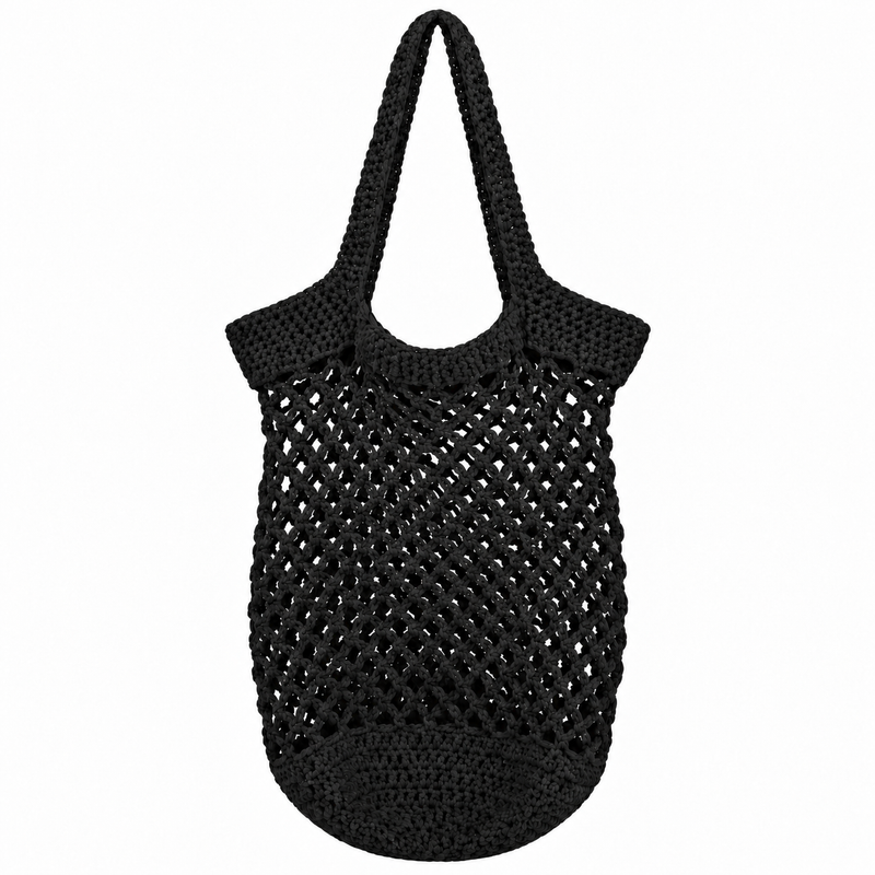 Everyday Market Tote Crochet Kit - Black - 100% Cotton Yarn Included - Threadart.com