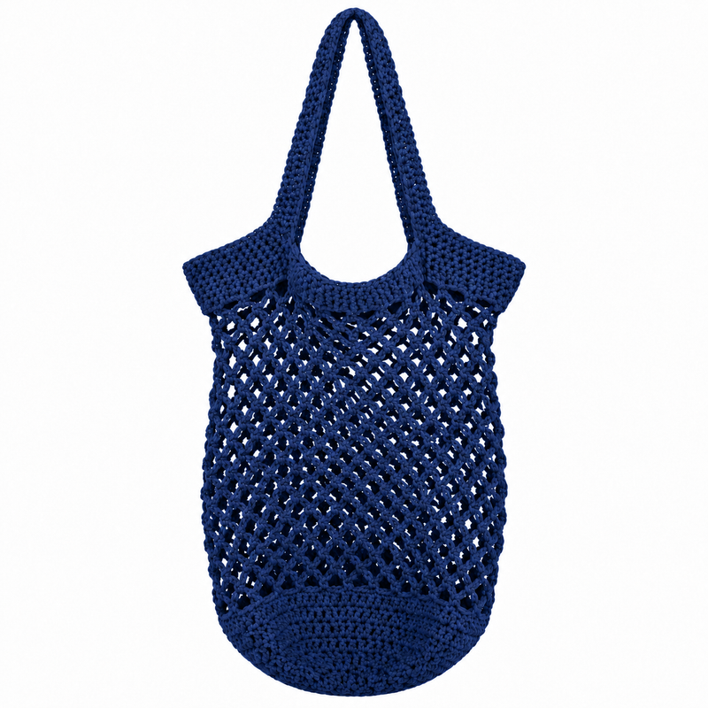 Everyday Market Tote Crochet Kit - Navy - 100% Cotton Yarn Included - Threadart.com