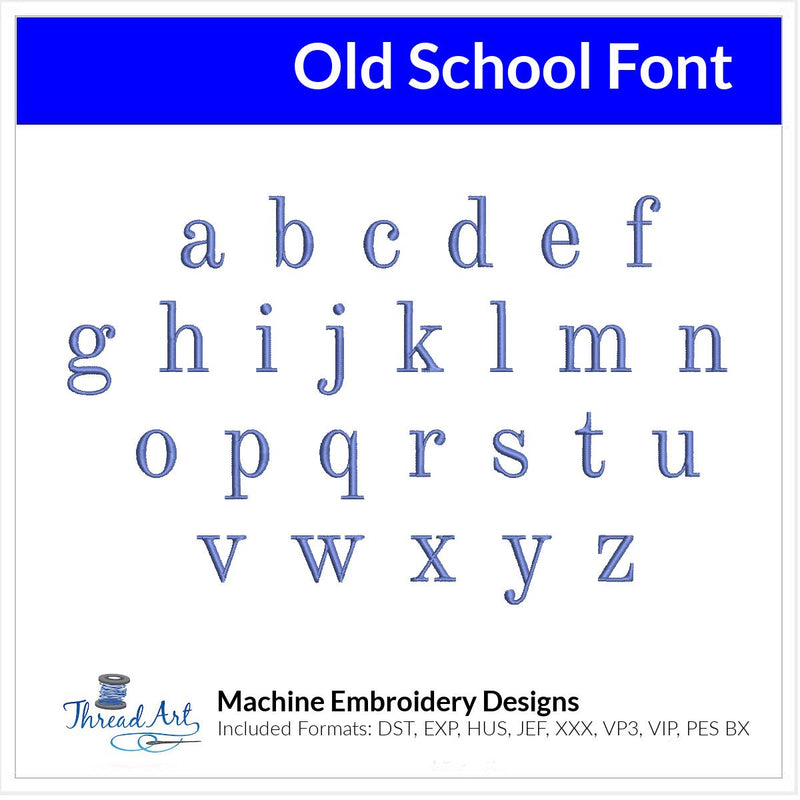 Old School Font Machine Embroidery Design Set - Alphabet Letters Numbers BX Font - Download 9 Formats and 4 Sizes - Threadart.com