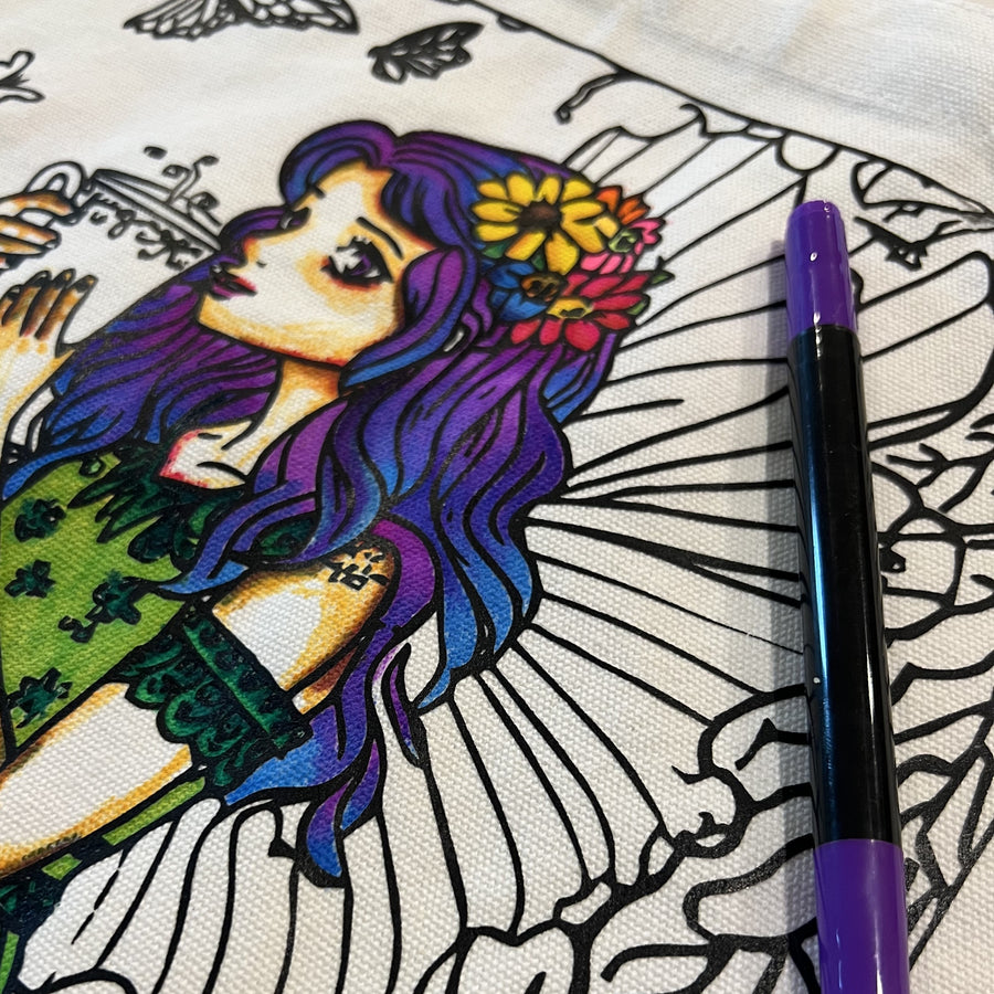Coloring Kits - Printed Tote Bag to Decorate in use