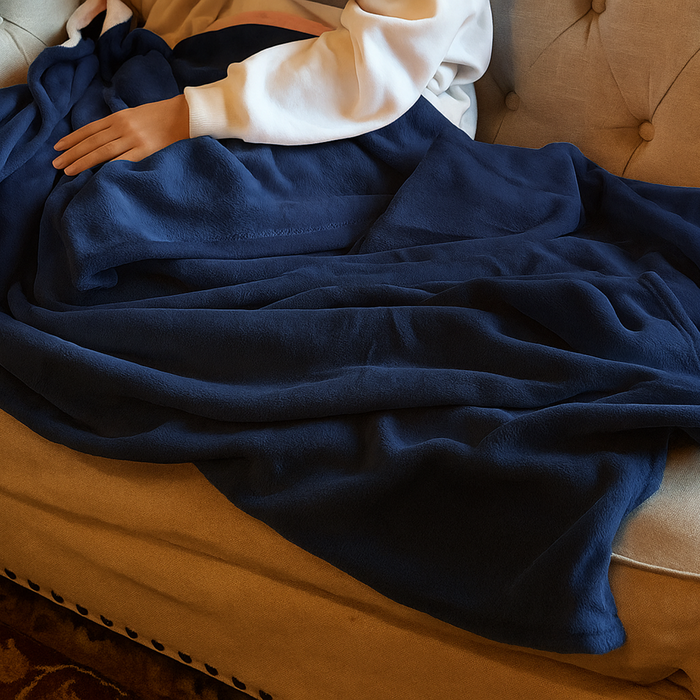 Pack of 3 Plush Fleece Blanket - Dark Blue - Threadart.com