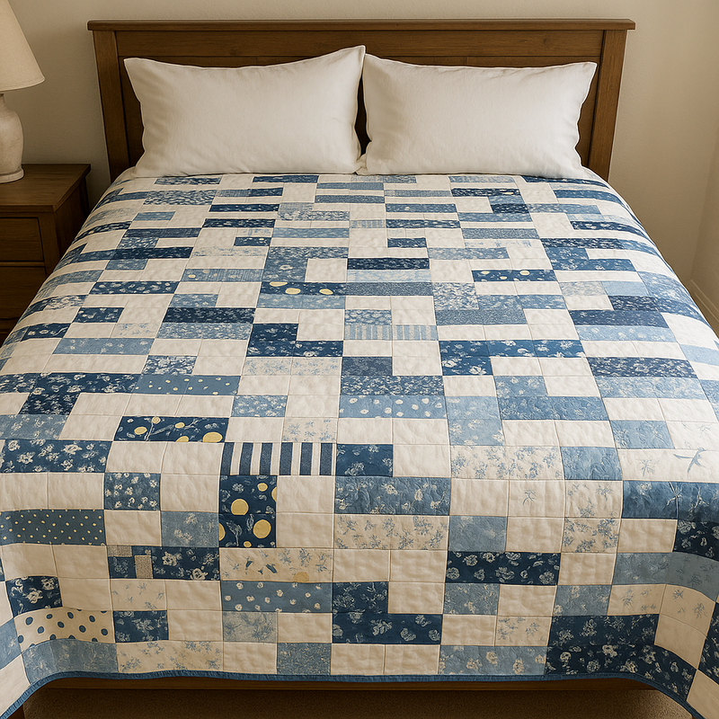 Fat Quarter Bundle - Five Denim Blue Precut Cotton Fabrics - Threadart.com