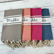 Personalized Turkish Beach Towels - Embroidered Name - Threadart.com