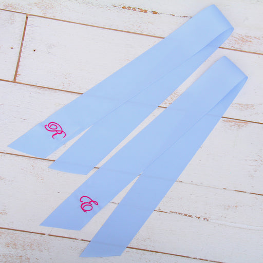 Personalized Ribbon Sash Twilly with Embroidery Initial on Grosgrain Ribbon - Threadart.com