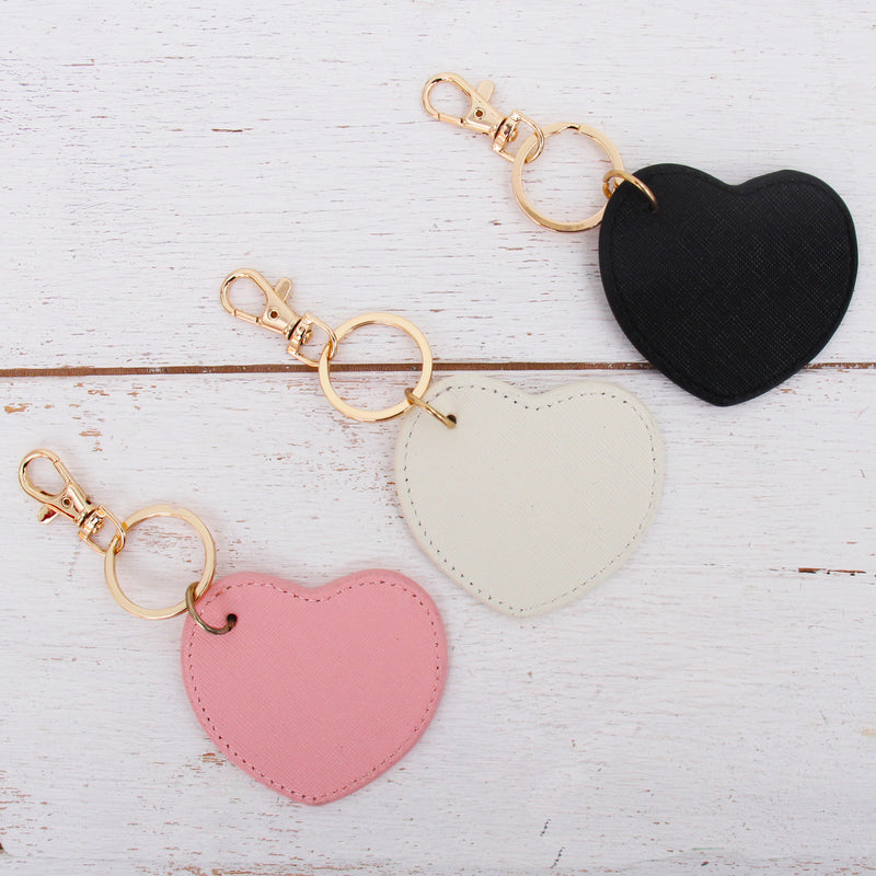 Heart Keychain Bag Pendant Blank - Pink, Ivory, or Black - Threadart.com