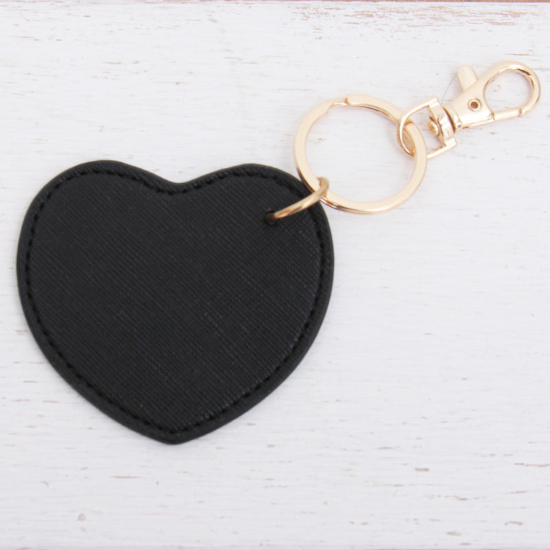 Personalized Heart Keychain Bag Pendant - Pink, Ivory, or Black - Threadart.com