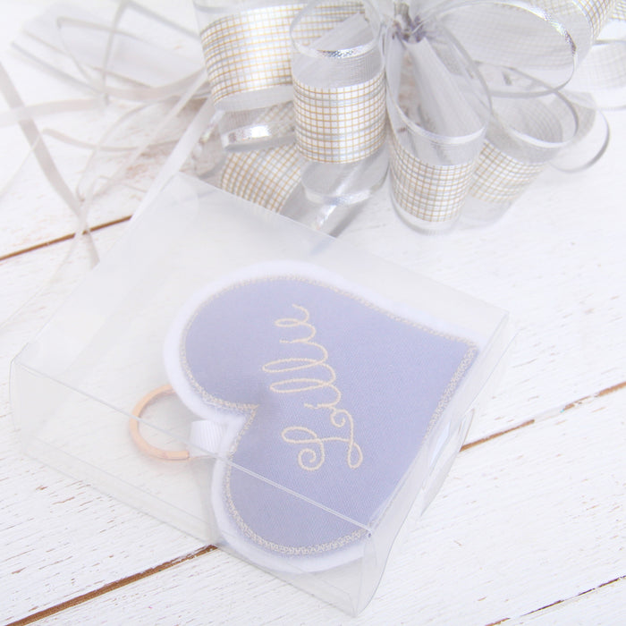 Personalized Heart Keychain - Bag Charm - Linen Fabric Plushie - Threadart.com