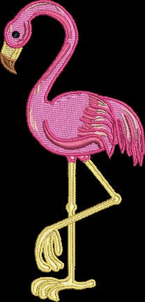 Flamingo Embroidery Design Instant Download Cute Beach Summer - 3 Sizes - 8 Formats - Threadart.com