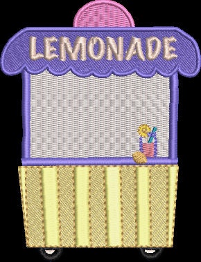 Lemon Stand Embroidery Design Instant Download Cute Summer Vintage - 3 Sizes - 8 Formats - ThreadArt - Threadart.com