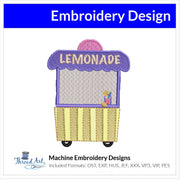 Lemon Stand Embroidery Design Instant Download Cute Summer Vintage - 3 Sizes - 8 Formats - ThreadArt - Threadart.com
