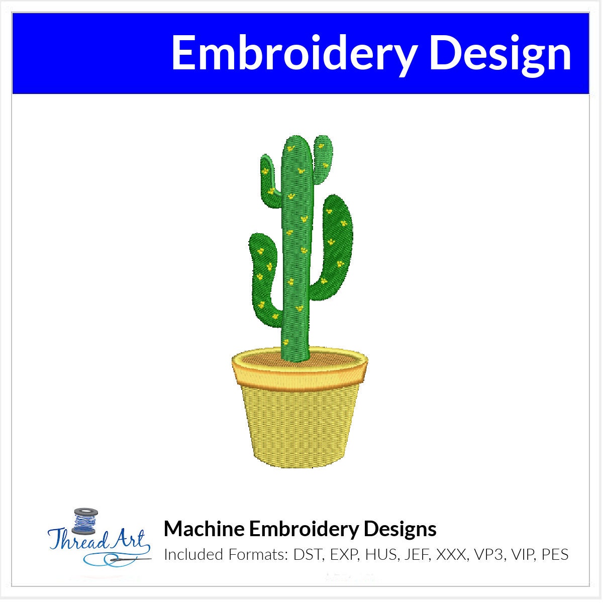 Cactus Garden Embroidery Design Instant Download Cute Desert Plant - 3  Sizes - 8 Formats
