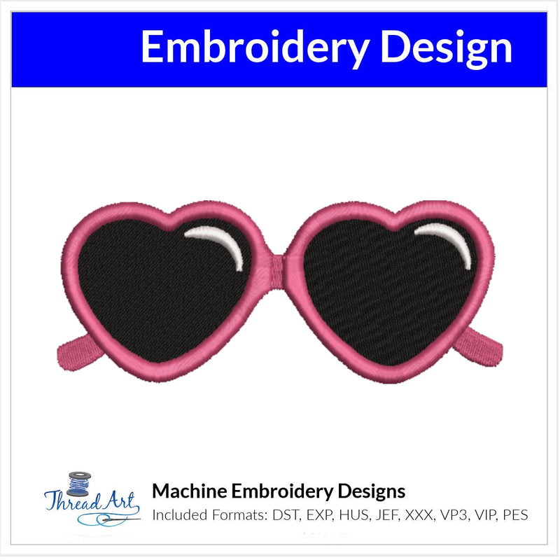 goggles dst Heart Sunnies Sunglasses Embroidery Design Instant Download Cute Beach — Threadart.com
