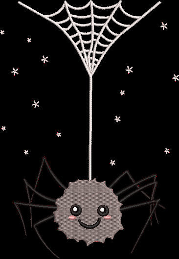 Spider with Web Embroidery Design Instant Download Cute Halloween - 3 Sizes - 8 Formats - ThreadArt - Threadart.com