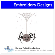 Spider with Web Embroidery Design Instant Download Cute Halloween - 3 Sizes - 8 Formats - ThreadArt - Threadart.com
