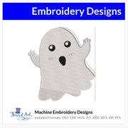 Cute Ghost Embroidery Design Instant Download Cute Halloween - 3 Sizes - 8 Formats - ThreadArt - Threadart.com