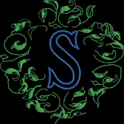 Leafy Circle Monogram Frame Embroidery Design Instant Download - 3 Sizes - 8 Formats - ThreadArt - Threadart.com