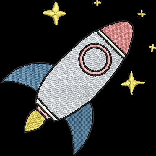 Cute Rocket Embroidery Design Instant Download Cute Kids Design - 3 Sizes - 8 Formats - ThreadArt - Threadart.com