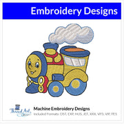 Toy Train Embroidery Design Instant Download Cute Train - 3 Sizes - 8 Formats - ThreadArt - Threadart.com