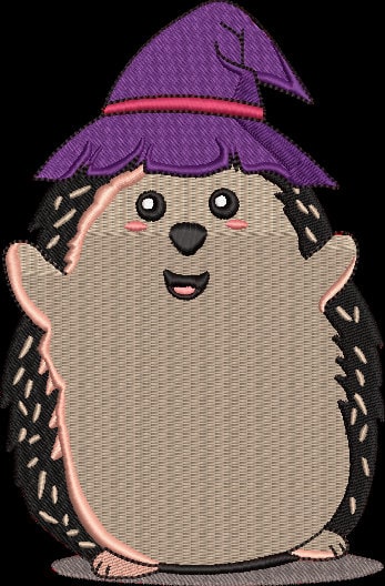 Cute Animal with Witch Hat Embroidery Design Instant Download Cute Halloween - 3 Sizes - 8 Formats - ThreadArt - Threadart.com