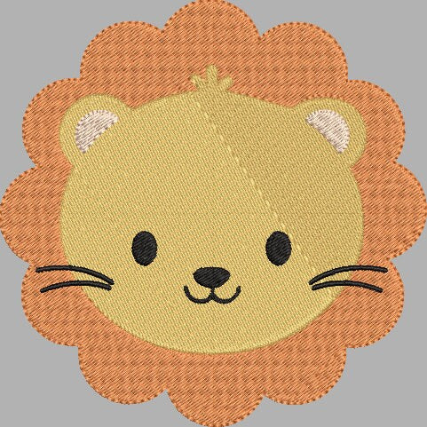 Cute Lion Face Embroidery Design Instant Download Cute Kids Design - 3 Sizes - 8 Formats - ThreadArt - Threadart.com