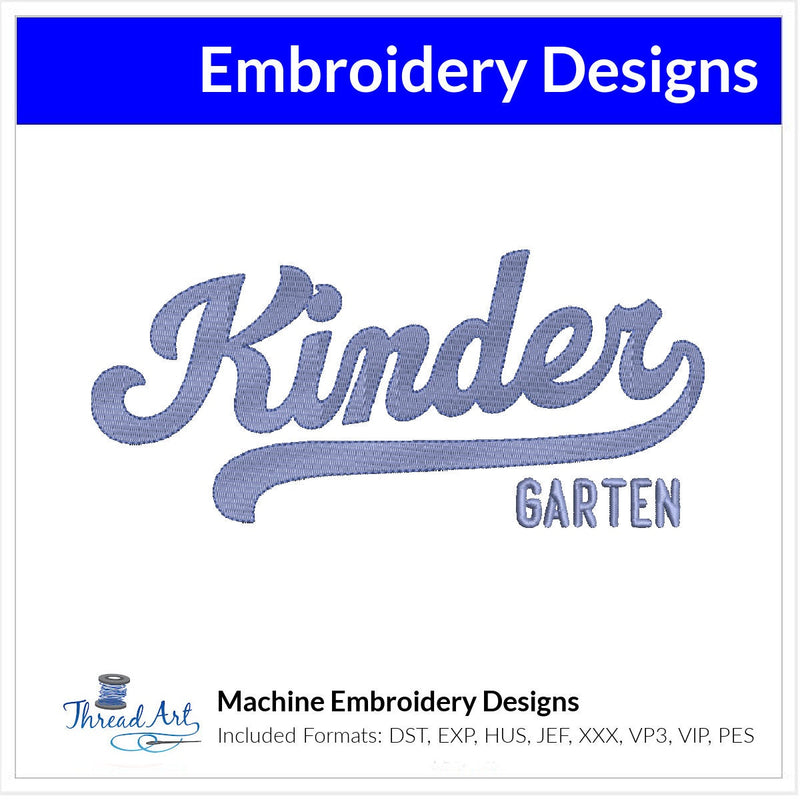 Kindergarten Embroidery Design Instant Download Cute Back to School - 3 Sizes - 8 Formats - ThreadArt - Threadart.com