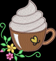 Cute Coffee Cup Embroidery Design Instant Download  - 3 Sizes - 8 Formats - ThreadArt - Threadart.com