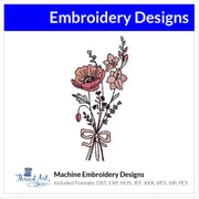 August Flower Bouquet Embroidery Design Instant Download Cute Birth Month Flowers Birthday - 8 Formats - ThreadArt - Threadart.com