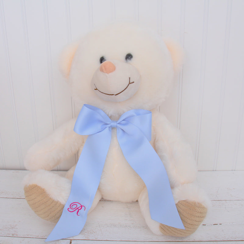 Monogrammed Grosgrain Ribbon Bows - Embroidered Initial - Threadart.com