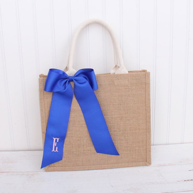 Monogrammed Grosgrain Ribbon Bows - Embroidered Initial - Threadart.com