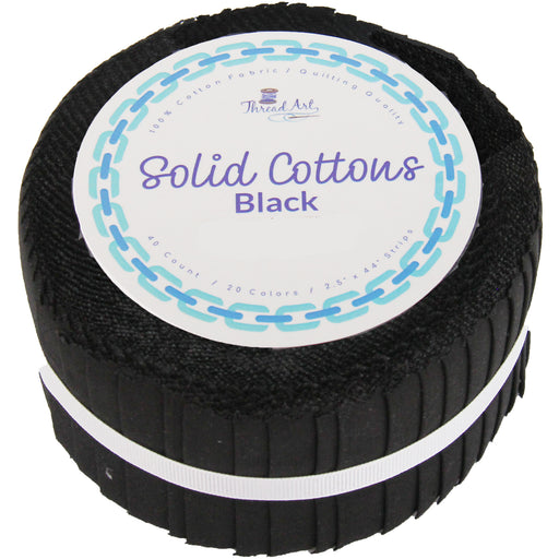 Jelly Roll Fabric Strips, 40 Precut Fabric Strips in Black, Premium Cotton - Threadart.com