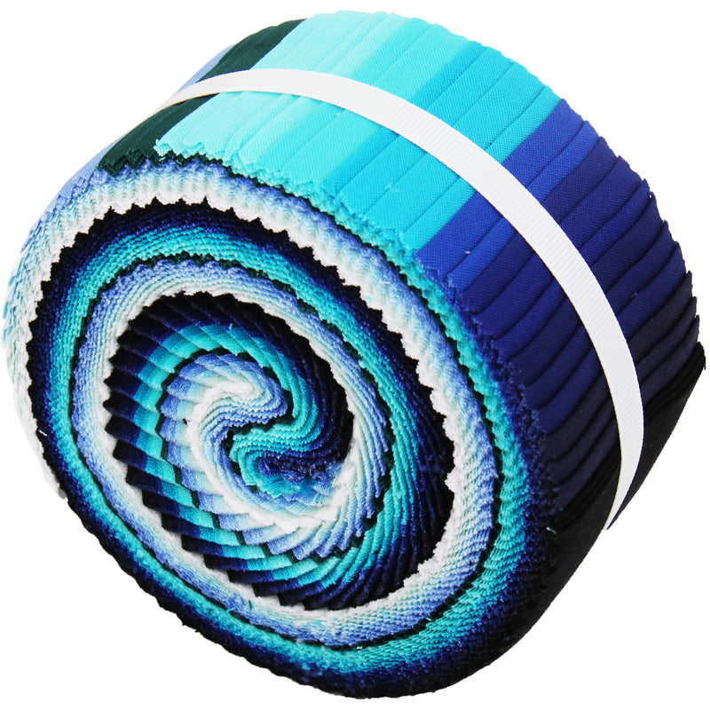 Jelly Roll Fabric Strips, 40 Precut Fabric Strips in Blue Colors, Premium Cotton - Threadart.com