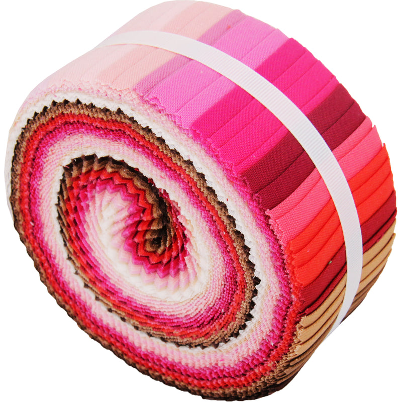 Jelly Roll Fabric Strips, 40 Precut Fabric Strips in Pink Colors, Premium Cotton - Threadart.com