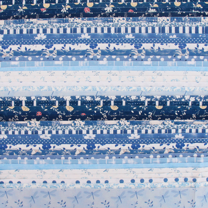Jelly Roll Fabric Strips, 40 Precut Fabric Strips in Blue Prints, Premium Cotton - Threadart.com