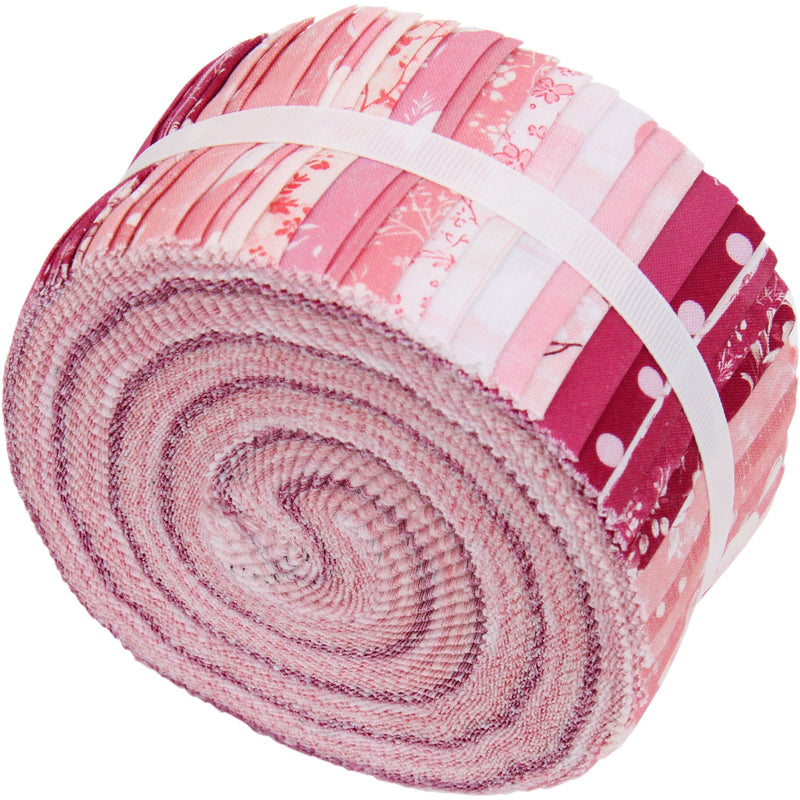 Jelly Roll Fabric Strips, 40 Precut Fabric Strips in Pink Prints, Premium Cotton - Threadart.com