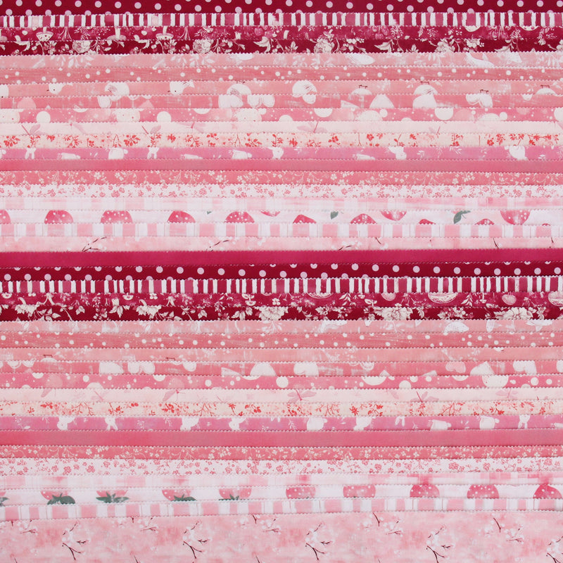 Jelly Roll Fabric Strips, 40 Precut Fabric Strips in Pink Prints, Premium Cotton - Threadart.com