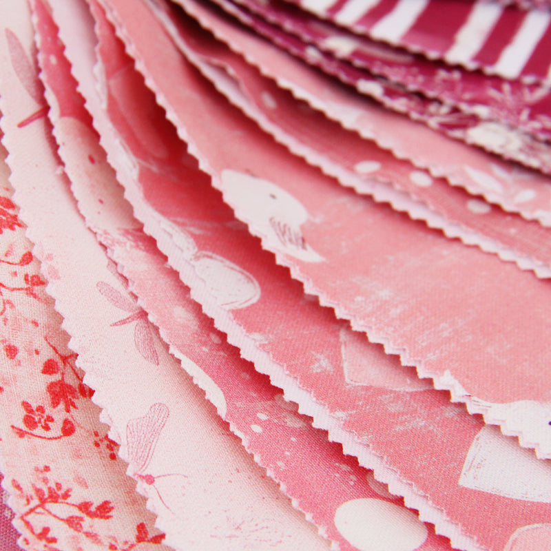 Fat Quarter Bundle - 20 Pink Shades Precut Cotton Fabrics - Threadart.com