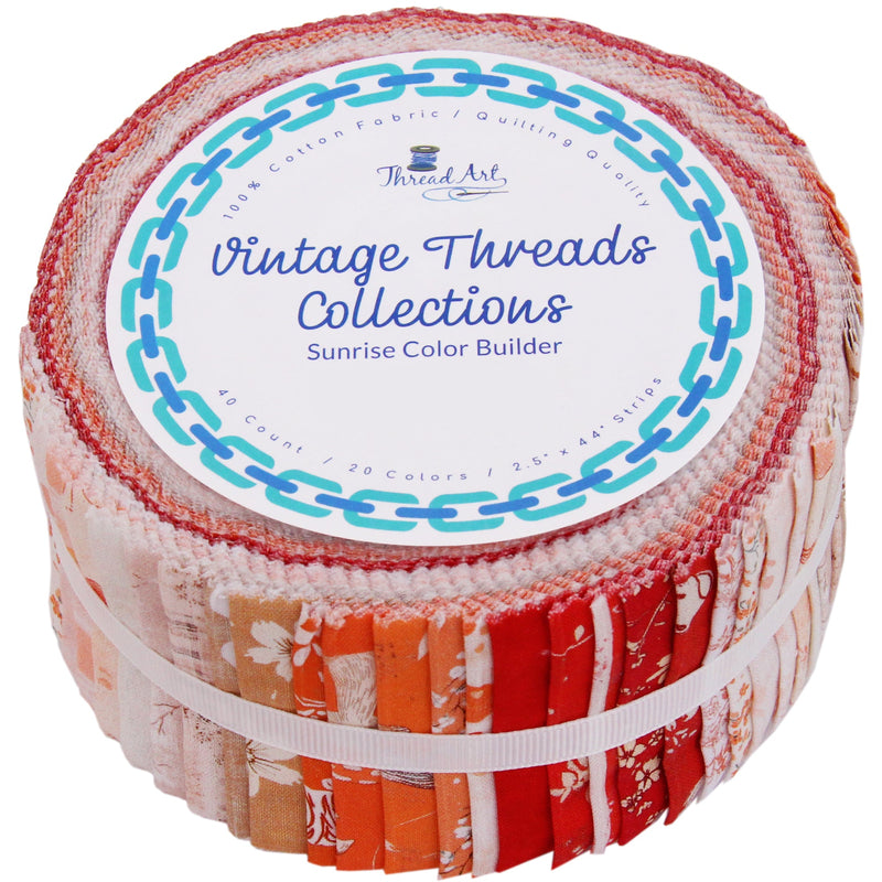 Jelly Roll Fabric Strips, 40 Precut Fabric Strips in Sunrise Prints, Premium Cotton - Threadart.com