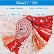 Jelly Roll Fabric Strips, 40 Precut Fabric Strips in Sunrise Prints, Premium Cotton - Threadart.com