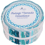 Jelly Roll Fabric Strips, 40 Precut Fabric Strips in Teal Prints, Premium Cotton - Threadart.com