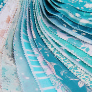 Jelly Roll Fabric Strips, 40 Precut Fabric Strips in Teal Prints, Premium Cotton - Threadart.com