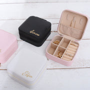 Travel Jewelry Case, Jewelry Box Organizer - Pink, Ivory, or Black - Threadart.com
