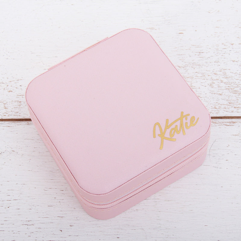 Travel Jewelry Case, Jewelry Box Organizer - Pink, Ivory, or Black - Threadart.com